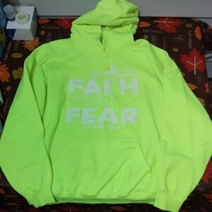 Jerzees Neon Green Faith Over Fear Hoodie